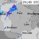 Image radar des précipitations France 22:10 UTC