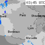 Image radar des précipitations France 05:00 UTC