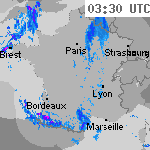 Image radar des précipitations France 04:45 UTC