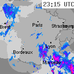 Image radar des pr&eacute;cipitations France 00:30 UTC