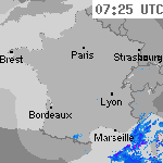 Image radar des pr&eacute;cipitations France 08:55 UTC