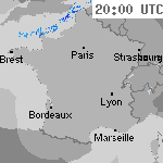Image radar des pr&eacute;cipitations France 21:15 UTC