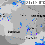 Image radar des pr&eacute;cipitations France 22:40 UTC