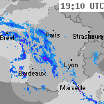 Image radar des pr&eacute;cipitations France 20:40 UTC