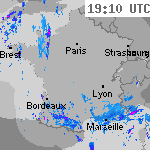 Image radar des pr&eacute;cipitations France 20:40 UTC