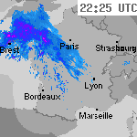 Image radar des pr&eacute;cipitations France 23:55 UTC
