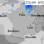 Image radar des pr&eacute;cipitations France 00:20 UTC