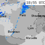 Image radar des pr&eacute;cipitations France 20:25 UTC