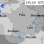 Image radar des pr&eacute;cipitations France 20:40 UTC