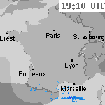 Image radar des pr&eacute;cipitations France 20:40 UTC