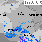 Image radar des pr&eacute;cipitations France 20:25 UTC