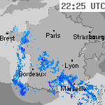 Image radar des pr&eacute;cipitations France 23:55 UTC