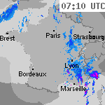 Image radar des pr&eacute;cipitations France 08:40 UTC