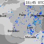 Image radar des pr&eacute;cipitations France 18:00 UTC