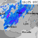 Image radar des pr&eacute;cipitations France 17:55 UTC