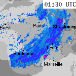 Image radar des pr&eacute;cipitations France 02:45 UTC
