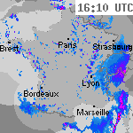 Image radar des pr&eacute;cipitations France 17:40 UTC