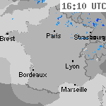 Image radar des pr&eacute;cipitations France 17:40 UTC