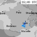 Image radar des pr&eacute;cipitations France 18:10 UTC