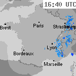 Image radar des pr&eacute;cipitations France 18:10 UTC