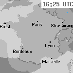 Image radar des pr&eacute;cipitations France 17:55 UTC