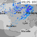 Image radar des pr&eacute;cipitations France 10:55 UTC