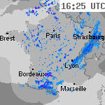 Image radar des pr&eacute;cipitations France 17:55 UTC