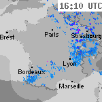 Image radar des pr&eacute;cipitations France 17:40 UTC