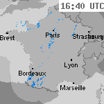 Image radar des pr&eacute;cipitations France 18:10 UTC