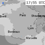 Image radar des pr&eacute;cipitations France 19:25 UTC
