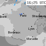 Image radar des pr&eacute;cipitations France 17:55 UTC