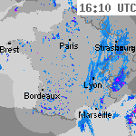 Image radar des pr&eacute;cipitations France 17:40 UTC