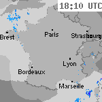 Image radar des pr&eacute;cipitations France 19:40 UTC