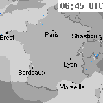 Image radar des pr&eacute;cipitations France 08:00 UTC