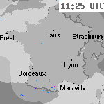 Image radar des pr&eacute;cipitations France 12:55 UTC
