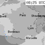 Image radar des pr&eacute;cipitations France 09:55 UTC
