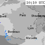 Image radar des pr&eacute;cipitations France 11:40 UTC