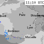 Image radar des pr&eacute;cipitations France 12:40 UTC