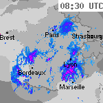 Image radar des pr&eacute;cipitations France 09:45 UTC