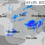 Image radar des pr&eacute;cipitations France 08:55 UTC
