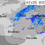 Image radar des pr&eacute;cipitations France 08:55 UTC