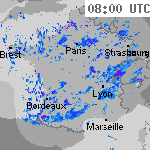 Image radar des pr&eacute;cipitations France 09:20 UTC