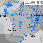 Image radar des pr&eacute;cipitations France 12:15 UTC