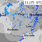 Image radar des pr&eacute;cipitations France 12:55 UTC
