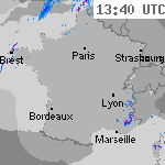 Image radar des pr&eacute;cipitations France 15:10 UTC