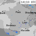 Image radar des pr&eacute;cipitations France 15:40 UTC