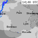 Image radar des pr&eacute;cipitations France 16:10 UTC