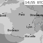 Image radar des pr&eacute;cipitations France 16:25 UTC