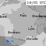 Image radar des pr&eacute;cipitations France 16:25 UTC