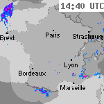 Image radar des pr&eacute;cipitations France 16:10 UTC